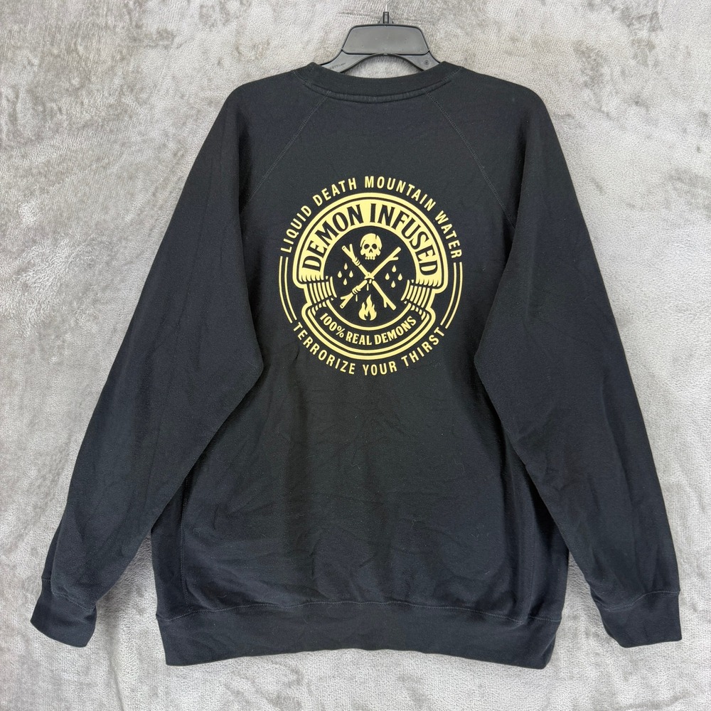 Liquid Death Sweatshirt Mens XXL Demon Infused Black Graphic EUC